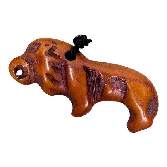 Handcrafted Wooden Buffalo Pendant  Keychain Southwestern Native American - Picture 1 of 4